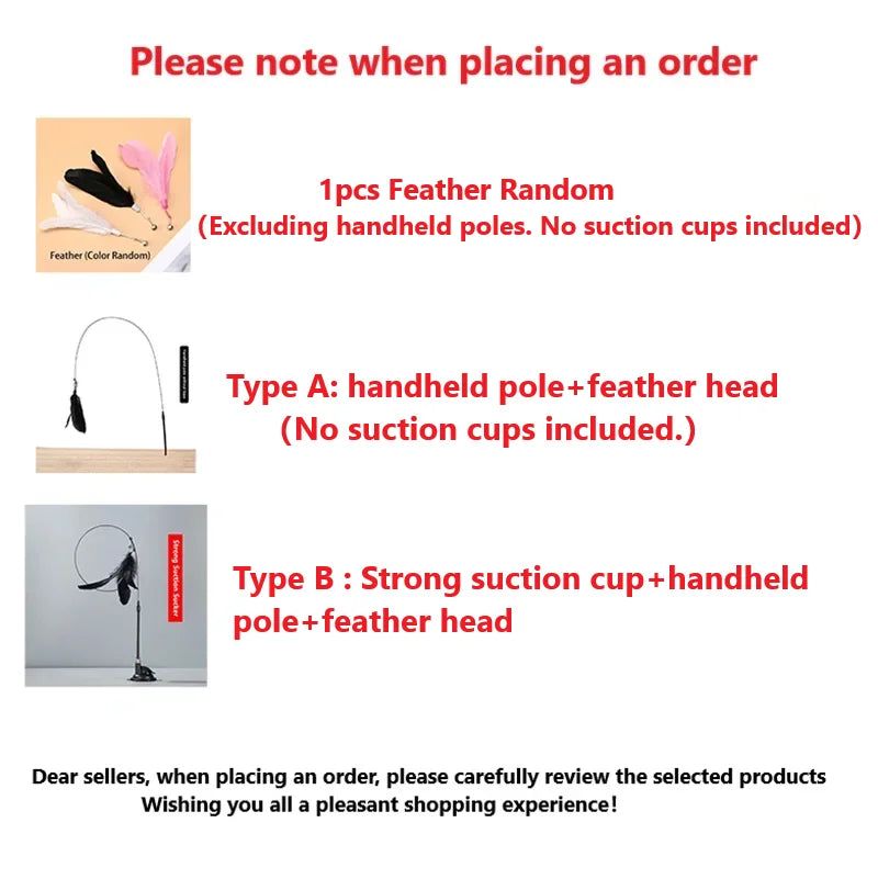Cat Teaser Wand – Bell & Replaceable Feather Toy