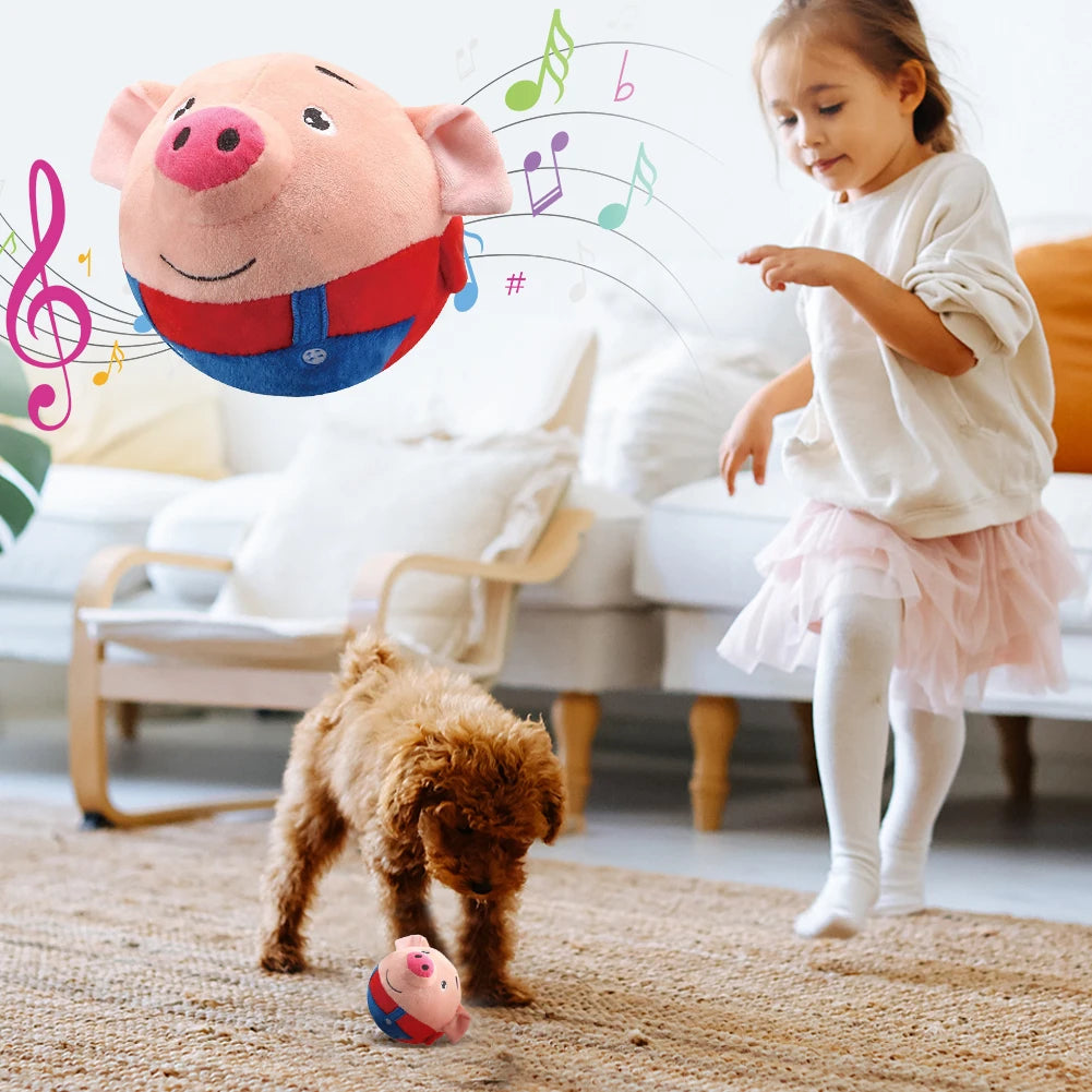 Plush Automatic Bouncing Squeaky Toy – Self-Moving