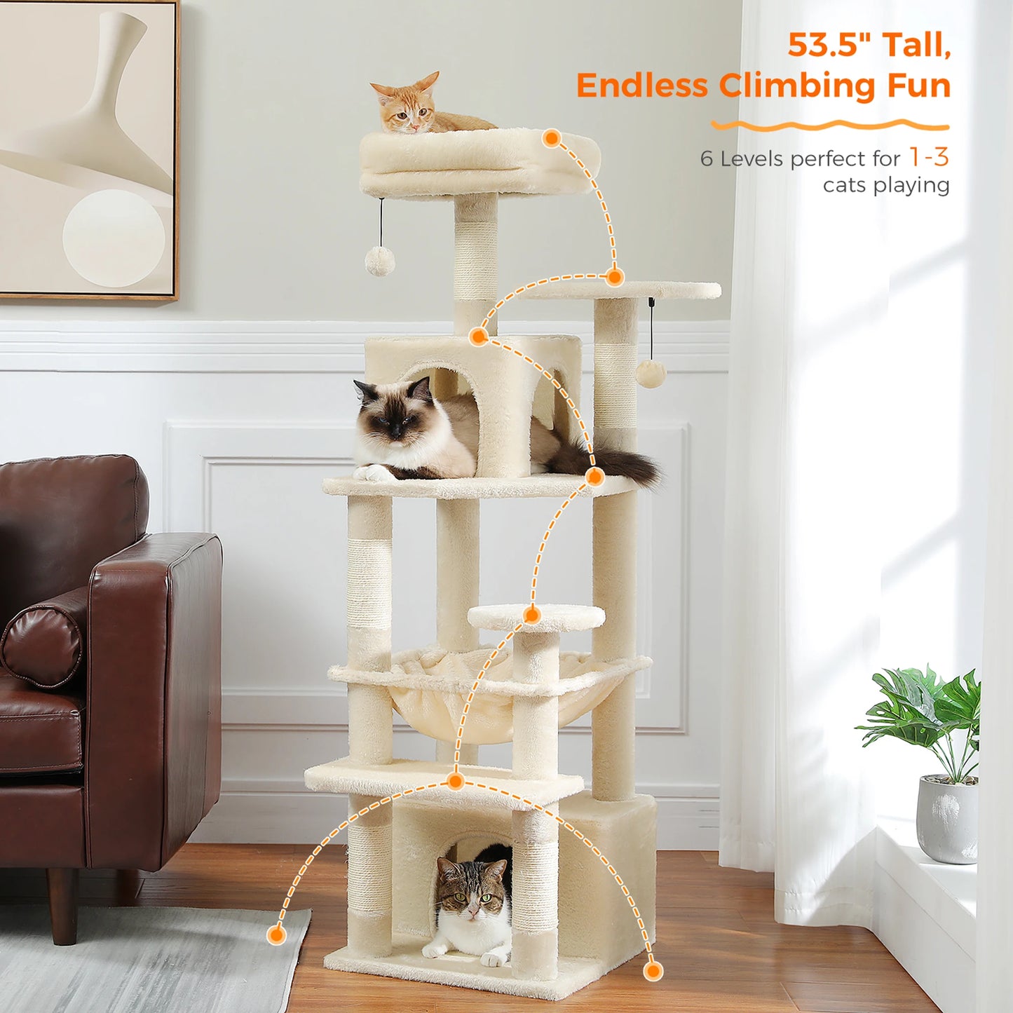 Large Indoor Cat Tree & Tower – Scratching Posts & Hammocks