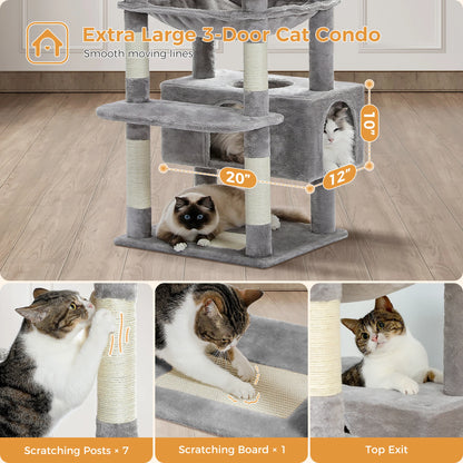 Large Indoor Cat Tree & Tower – Scratching Posts & Hammocks