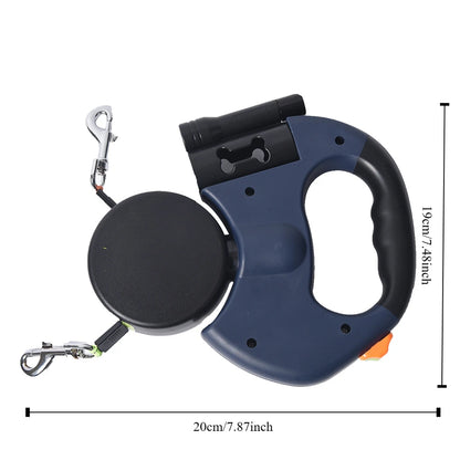 TwinGlow™ 2-in-1 Retractable Dual Dog Leash with LED Flashlight