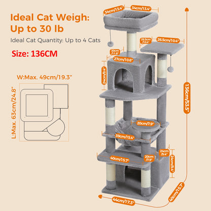 Large Indoor Cat Tree & Tower – Scratching Posts & Hammocks