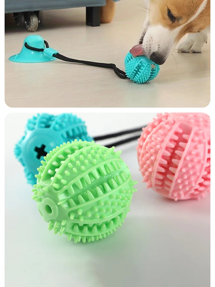 Interactive Suction Cup Dog Toy – Treat Dispensing & Sound Ball