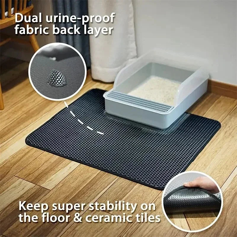 Waterproof Double-Layer Cat Litter Mat – Non-Slip