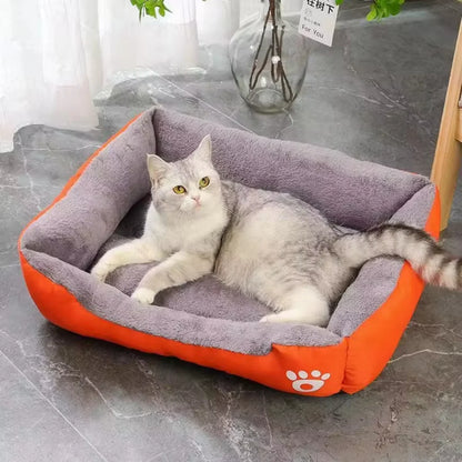 Colorful Square Pet House – Soft & Waterproof Bed