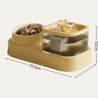 PurrFlow™ 2-in-1 Cat Water Fountain & Feede