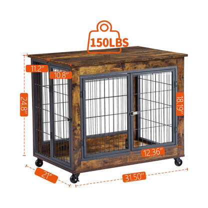 PawshHaus™ 2-in-1 Wooden Dog Crate & Furniture Console
