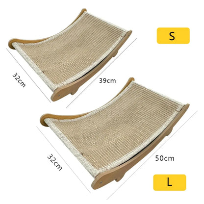 2-in-1 Wooden Cat Scratcher Bed – Detachable Scratch Pad & Sleeping Loun