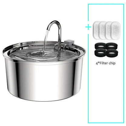 Stainless Steel Automatic Pet Water Fountain – USB Powered