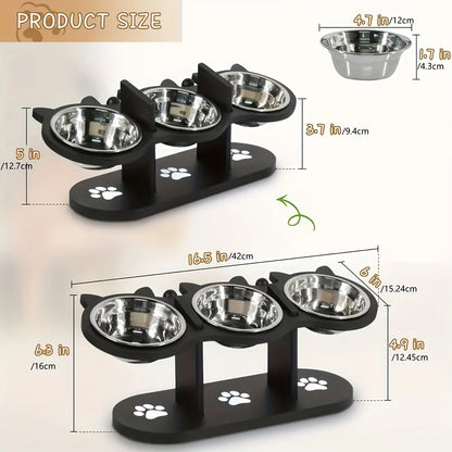 WoodyPaws™ Adjustable 3-Bowl Elevated Pet Feeder
