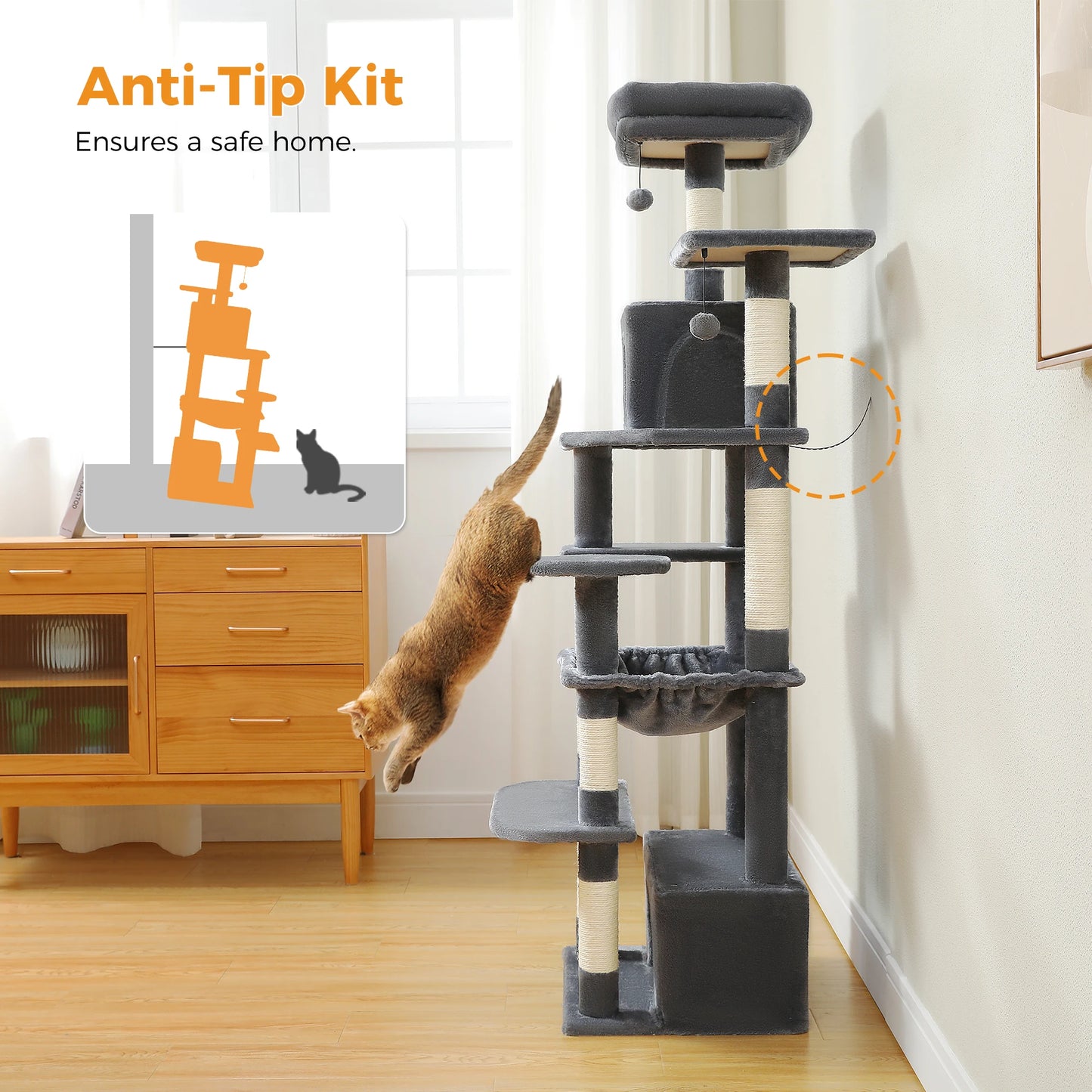 Large Indoor Cat Tree & Tower – Scratching Posts & Hammocks