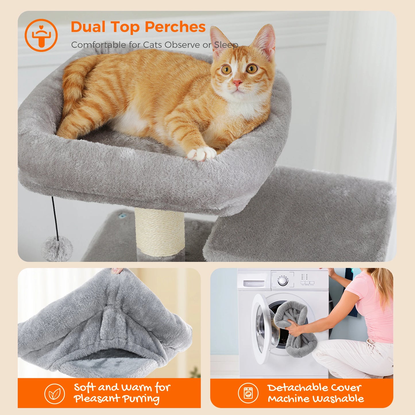 Large Indoor Cat Tree & Tower – Scratching Posts & Hammocks