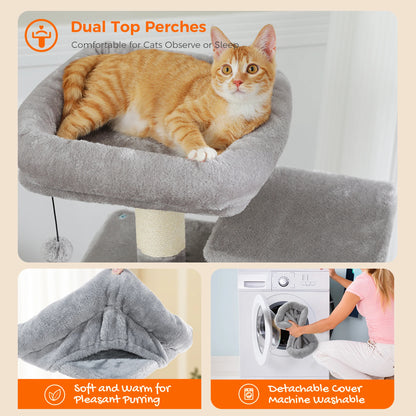 Large Indoor Cat Tree & Tower – Scratching Posts & Hammocks
