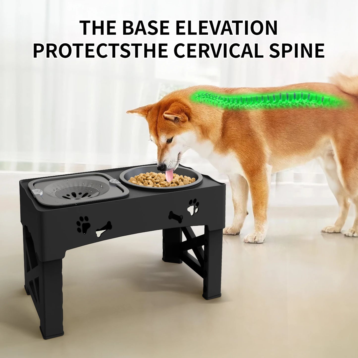 3-in-1 Adjustable Pet Feeder – Double Bowls with Slow Feeder