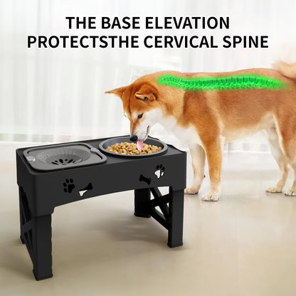 3-in-1 Adjustable Pet Feeder – Double Bowls with Slow Feeder