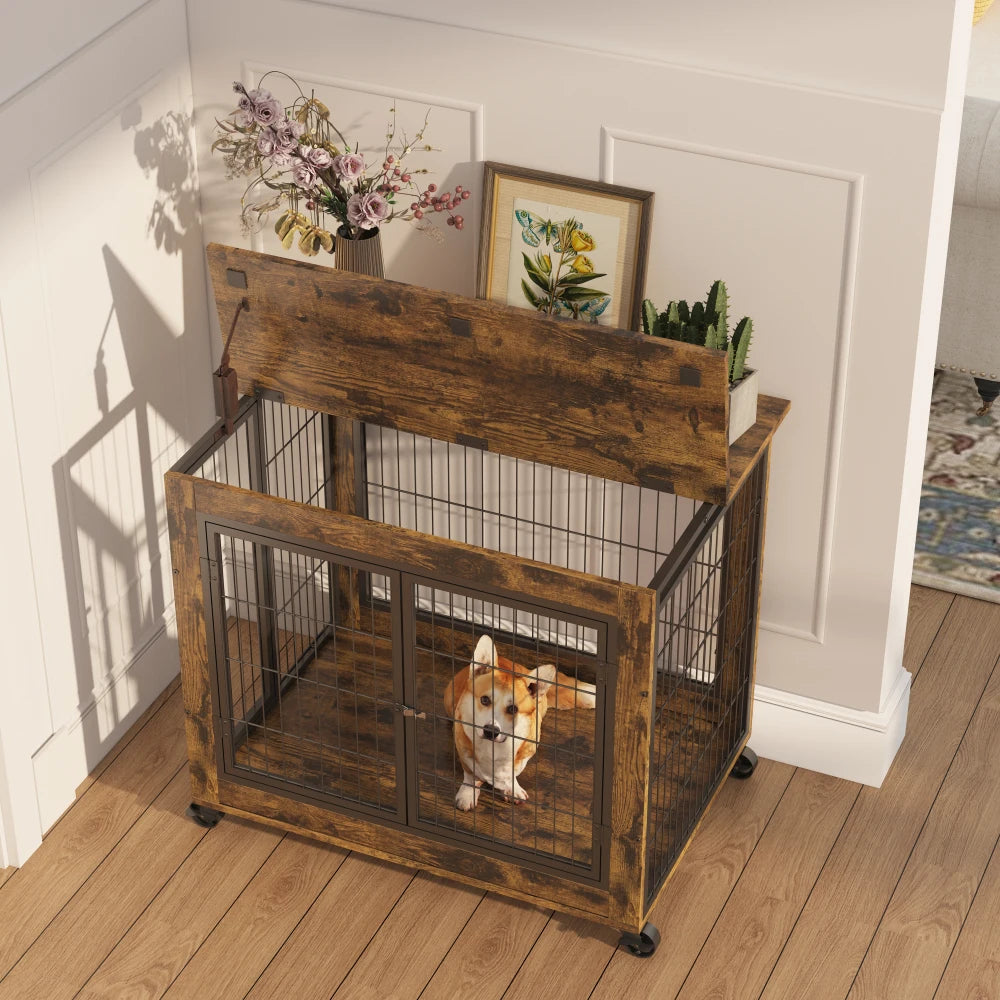 PawshHaus™ 2-in-1 Wooden Dog Crate & Furniture Console
