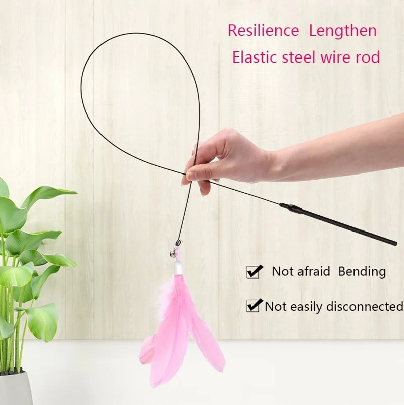 Cat Teaser Wand – Bell & Replaceable Feather Toy