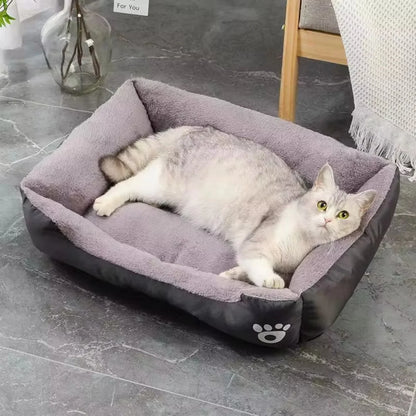 Colorful Square Pet House – Soft & Waterproof Bed
