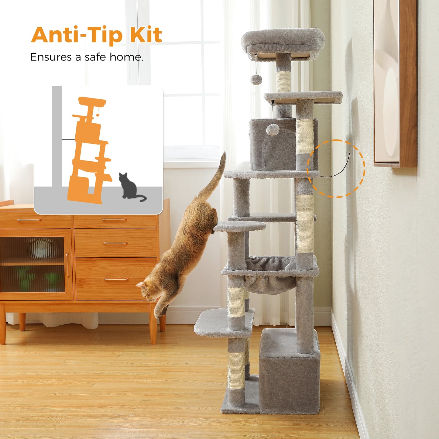 Large Indoor Cat Tree & Tower – Scratching Posts & Hammocks