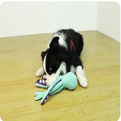 Plush Octopus Dog Toy – Interactive Squeaky Companion