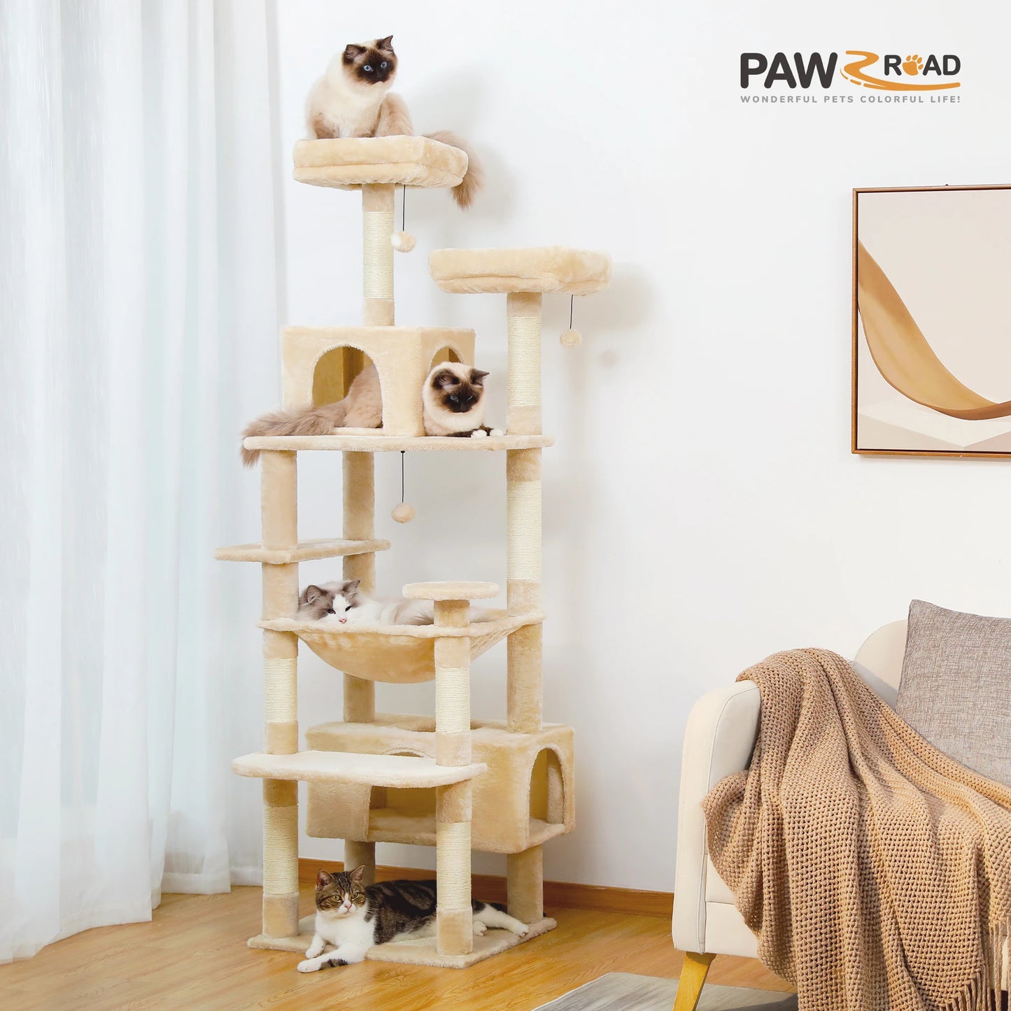 Large Indoor Cat Tree & Tower – Scratching Posts & Hammocks