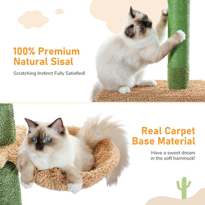 5-Tier Floor-to-Ceiling Cat Tower – Cactus Climbing Tree