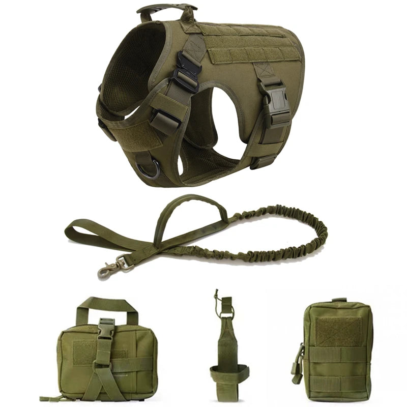 Tactical Dog Harness & Leash Set – Military Style