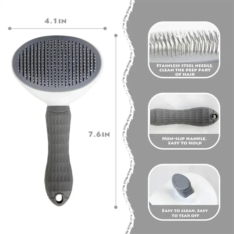 Self-Cleaning Pet Hair Remover Brush – Dog & Cat Grooming Tool