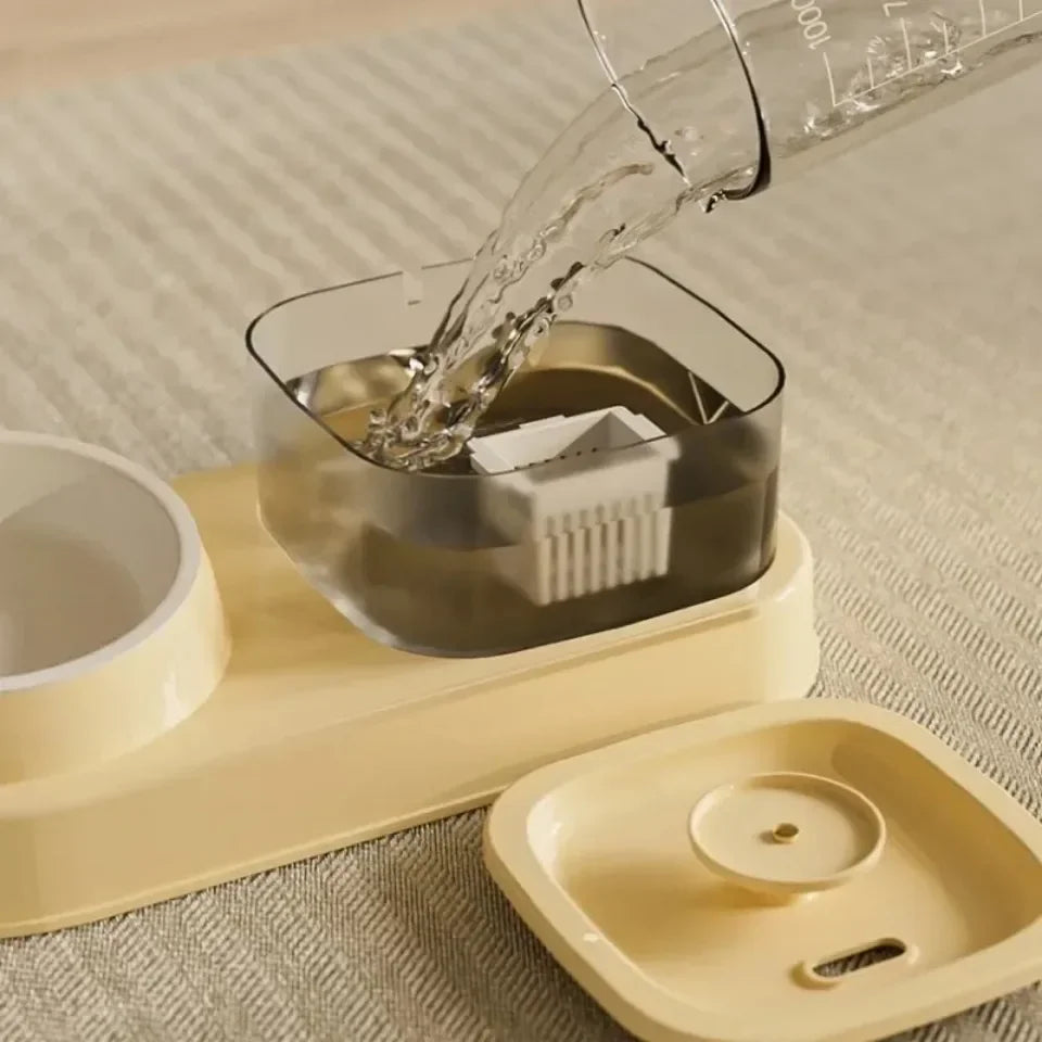 PurrFlow™ 2-in-1 Cat Water Fountain & Feede