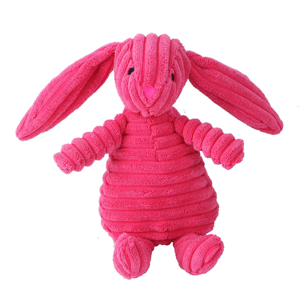 Corduroy Animal Plush Dog Toy – Squeaky Chew Toy