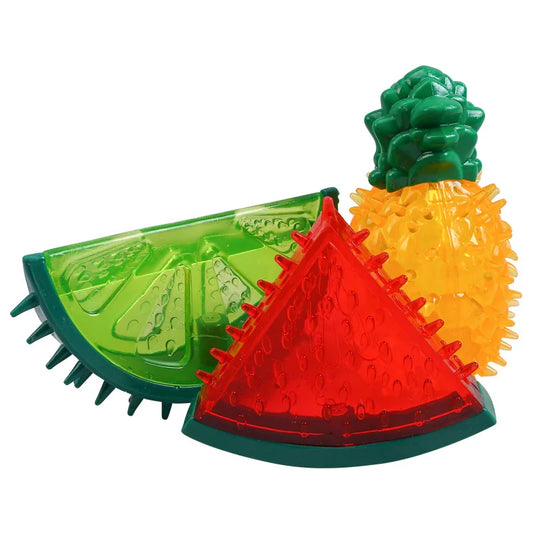 Cooling Fruit Chew Toy for Dogs & Cats – Watermelon, Pineapple, Lemon