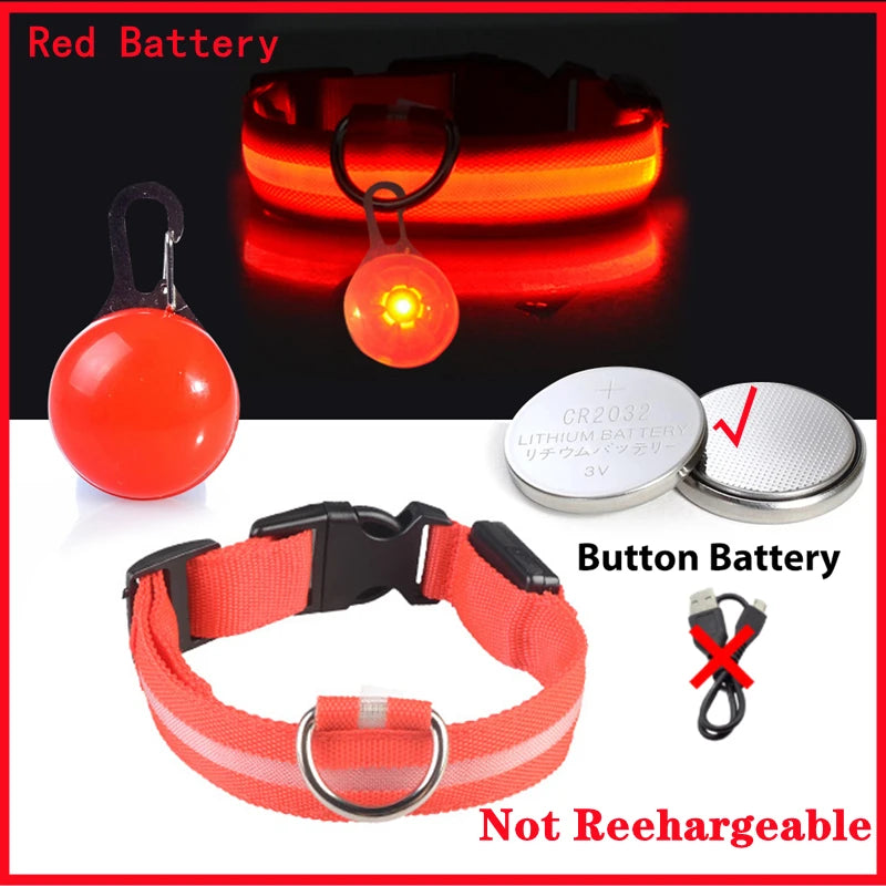 USB Rechargeable LED Dog & Cat Collar – Glowing Night Safety