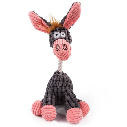Corduroy Animal Plush Dog Toy – Squeaky Chew Toy