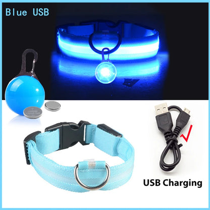 USB Rechargeable LED Dog & Cat Collar – Glowing Night Safety