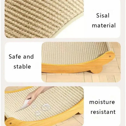 2-in-1 Wooden Cat Scratcher Bed – Detachable Scratch Pad & Sleeping Loun