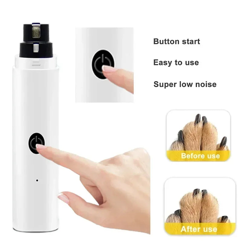 Electric Rechargeable Pet Nail Clipper – LED & Quiet Operation