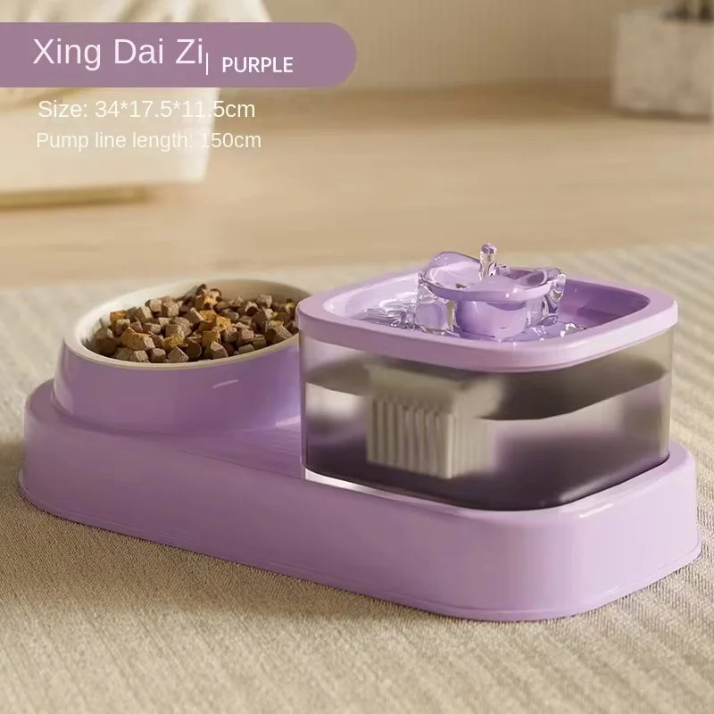 PurrFlow™ 2-in-1 Cat Water Fountain & Feede