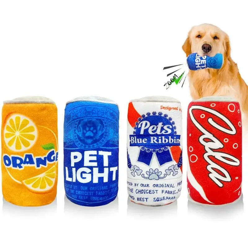 Plush Dog Wine & Beer Bottle Toy – Squeaky Chew Toy