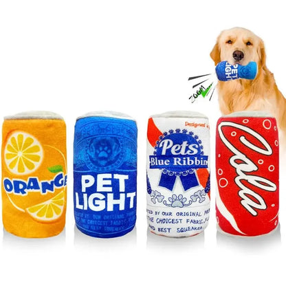 Plush Dog Wine & Beer Bottle Toy – Squeaky Chew Toy