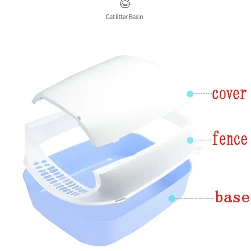 Semi-Enclosed Cat Litter Box – Splashproof Tray