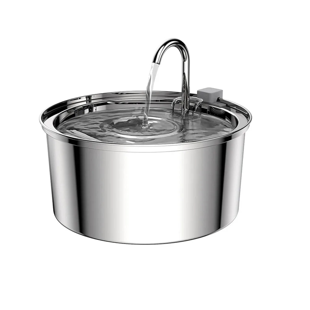 Stainless Steel Automatic Pet Water Fountain – USB Powered