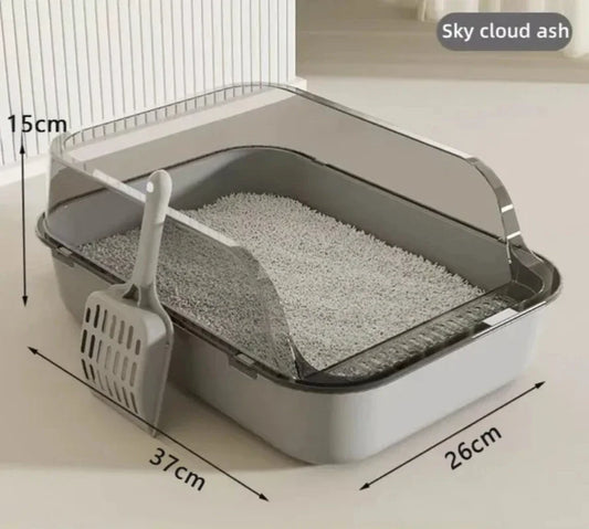 Semi-Enclosed Cat Litter Box – Splashproof Tray