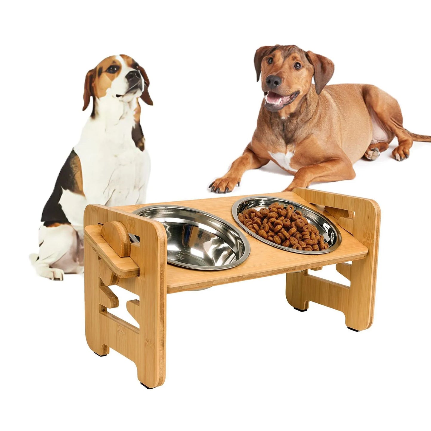 Stainless Steel Double Pet Bowl with Folding Stand