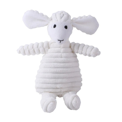Corduroy Animal Plush Dog Toy – Squeaky Chew Toy
