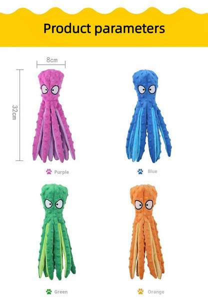 Plush Octopus Dog Toy – Interactive Squeaky Chew Toy