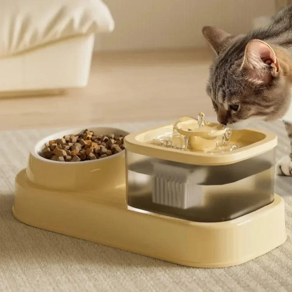 PurrFlow™ 2-in-1 Cat Water Fountain & Feede