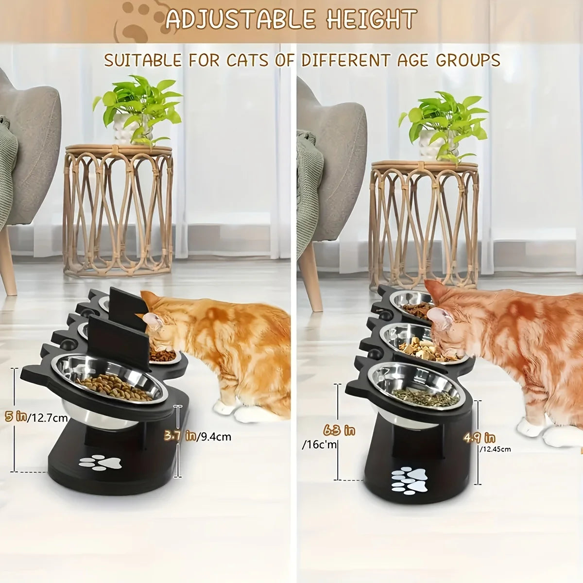 WoodyPaws™ Adjustable 3-Bowl Elevated Pet Feeder
