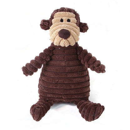 Corduroy Animal Plush Dog Toy – Squeaky Chew Toy
