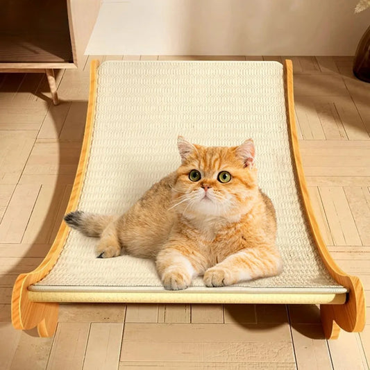 2-in-1 Wooden Cat Scratcher Bed – Detachable Scratch Pad & Sleeping Loun