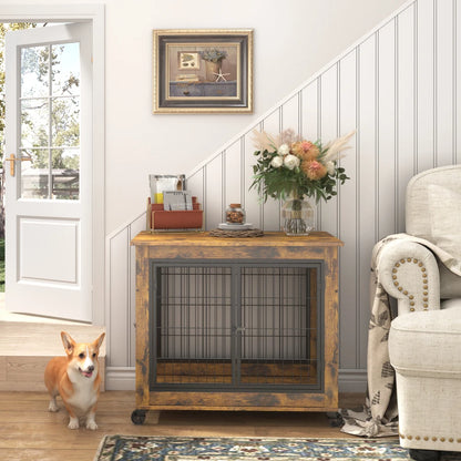 PawshHaus™ 2-in-1 Wooden Dog Crate & Furniture Console